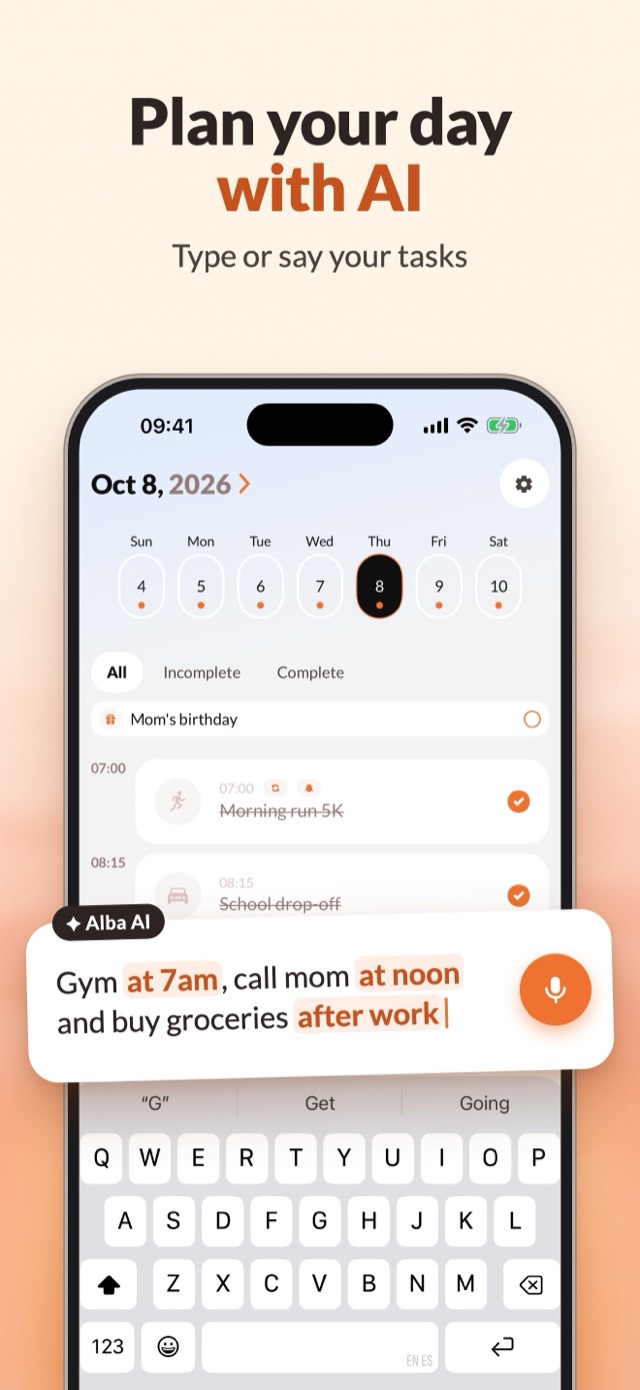 Plan your day with AI: type or say your tasks