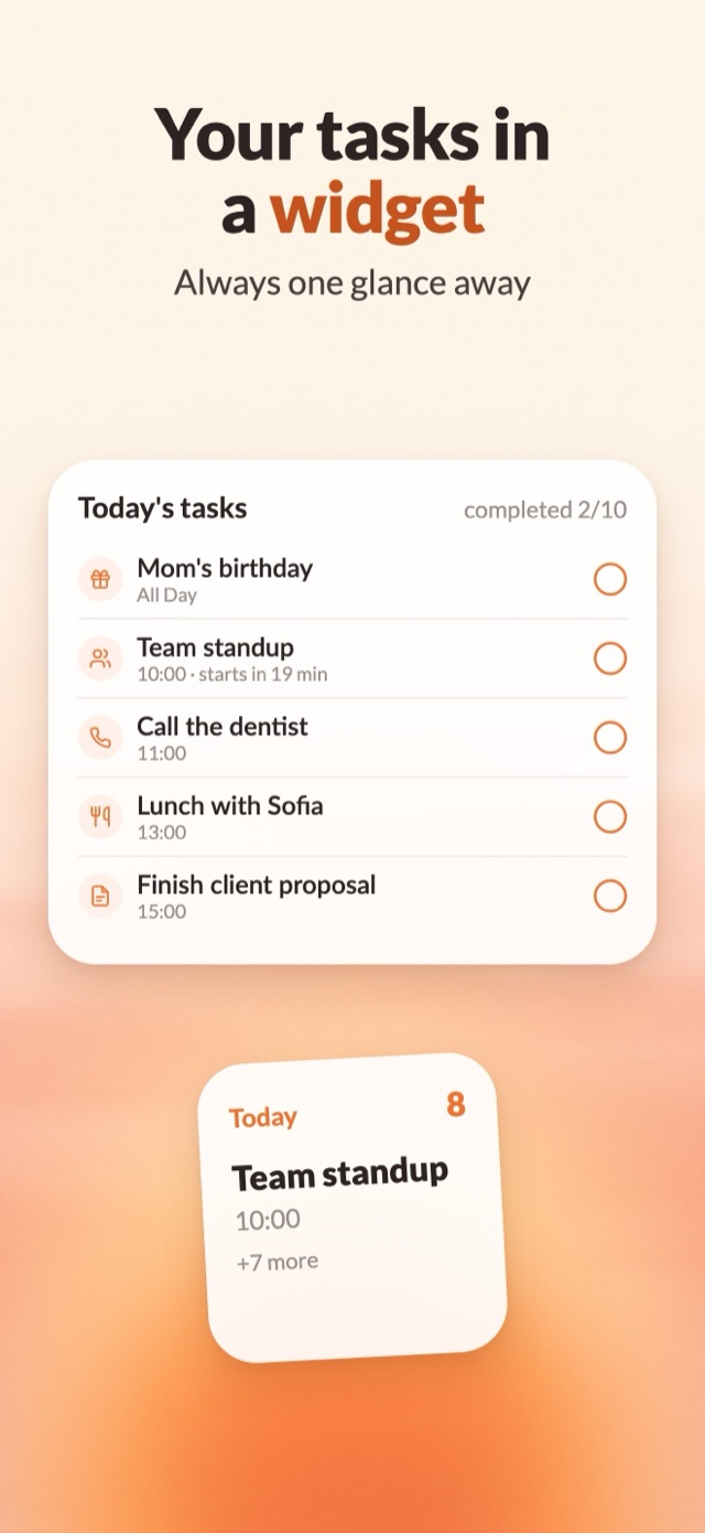 Your tasks in a Home Screen widget
